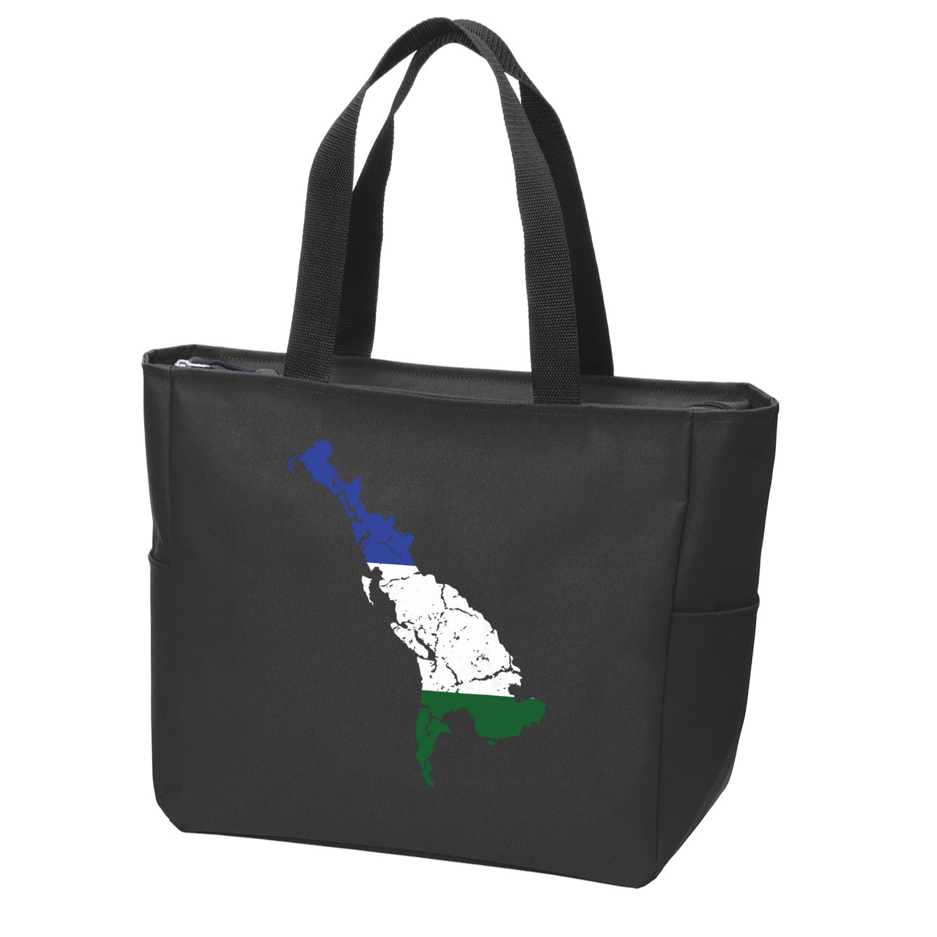 Cascadia Bioregion Map Flag Independence Distressed Zip Tote Bag