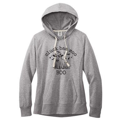 Cluck Baa Moo Boo Halloween Highland Cow Ghost Ghost Cow Women's Fleece Hoodie