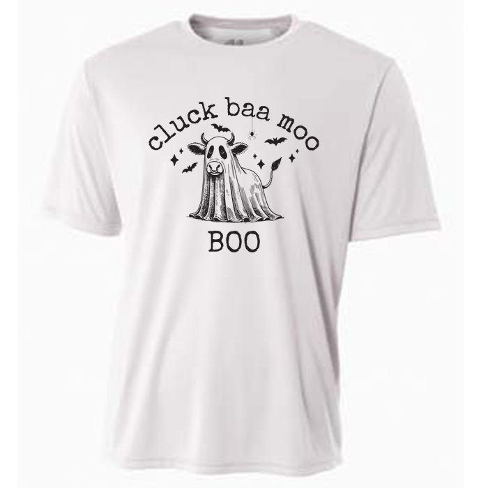 Cluck Baa Moo Boo Halloween Highland Cow Ghost Ghost Cow Cooling Performance Crew T-Shirt