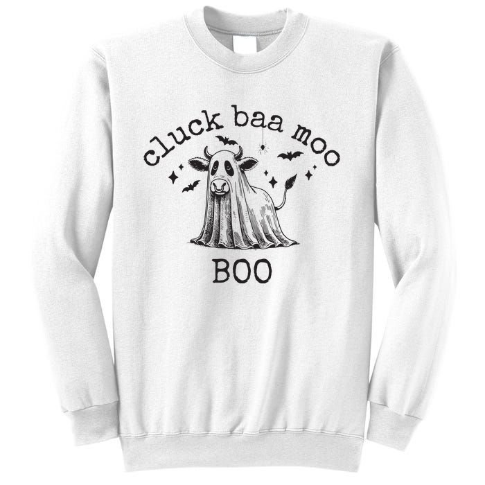 Cluck Baa Moo Boo Halloween Highland Cow Ghost Ghost Cow Sweatshirt