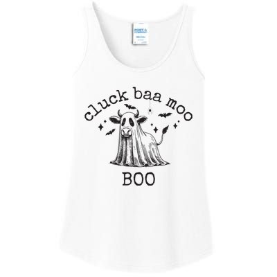 Cluck Baa Moo Boo Halloween Highland Cow Ghost Ghost Cow Ladies Essential Tank