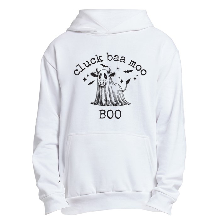 Cluck Baa Moo Boo Halloween Highland Cow Ghost Ghost Cow Urban Pullover Hoodie