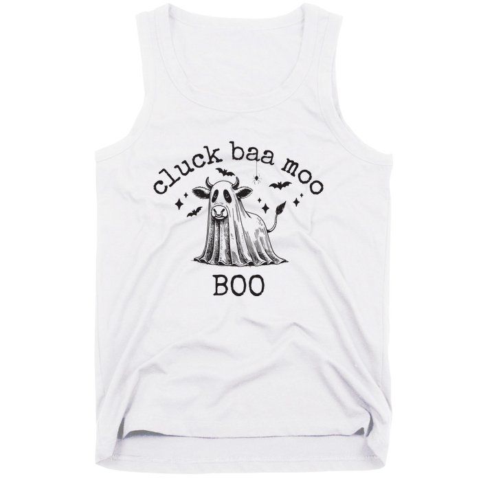 Cluck Baa Moo Boo Halloween Highland Cow Ghost Ghost Cow Tank Top