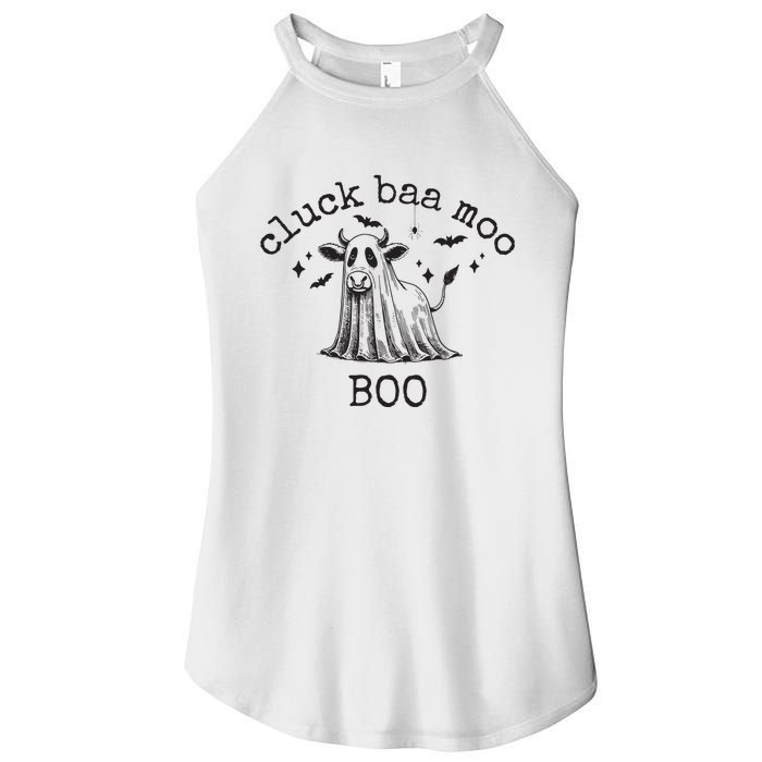 Cluck Baa Moo Boo Halloween Highland Cow Ghost Ghost Cow Women’s Perfect Tri Rocker Tank