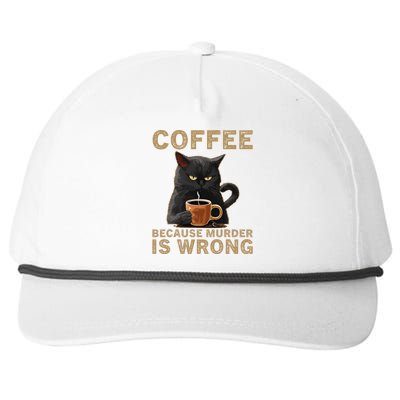 Coffee Because Murder Is Wrong Black Cat Drinking Coffee Mug Snapback Five-Panel Rope Hat