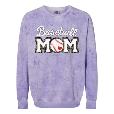 Cute Baseball Mom Leopard Print Mothers Day Colorblast Crewneck Sweatshirt