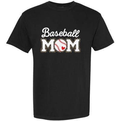 Cute Baseball Mom Leopard Print Mothers Day Garment-Dyed Heavyweight T-Shirt