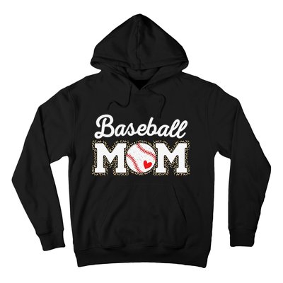 Cute Baseball Mom Leopard Print Mothers Day Hoodie