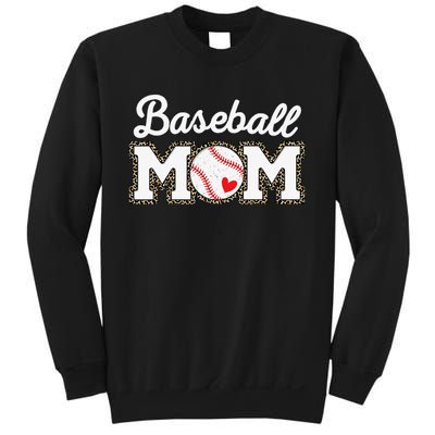 Cute Baseball Mom Leopard Print Mothers Day Sweatshirt