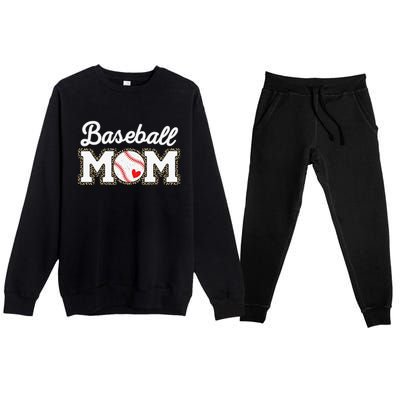 Cute Baseball Mom Leopard Print Mothers Day Premium Crewneck Sweatsuit Set