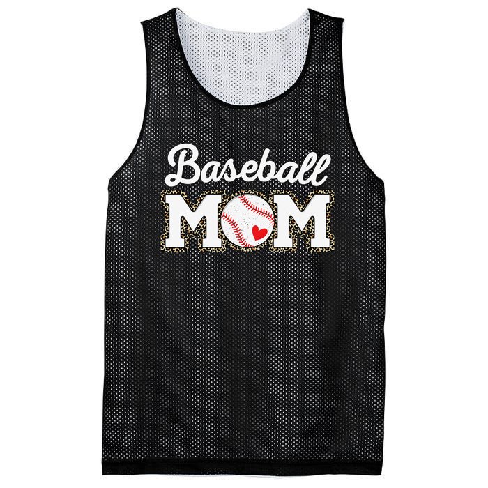 Cute Baseball Mom Leopard Print Mothers Day Mesh Reversible Basketball Jersey Tank