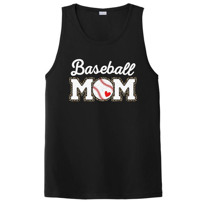 Cute Baseball Mom Leopard Print Mothers Day PosiCharge Competitor Tank