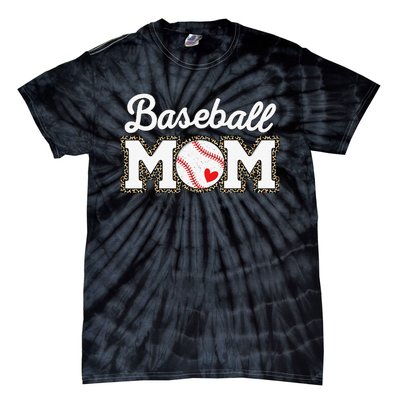 Cute Baseball Mom Leopard Print Mothers Day Tie-Dye T-Shirt