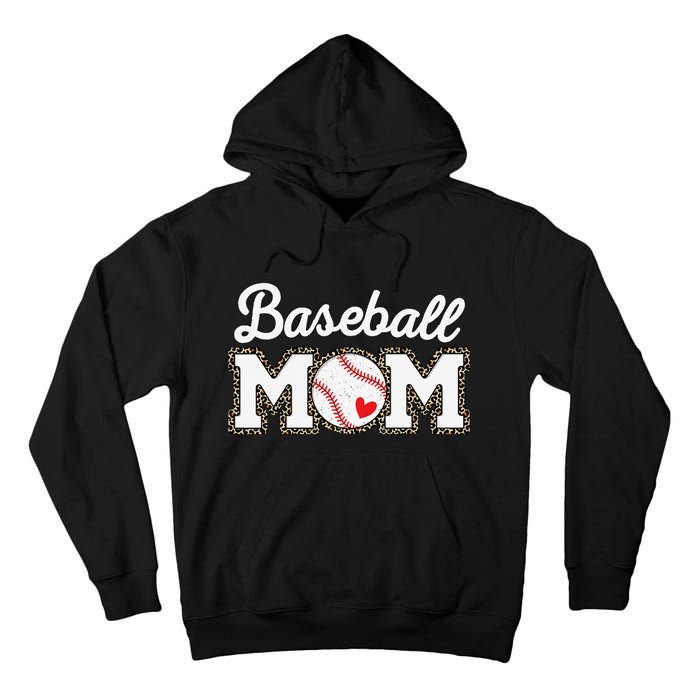 Cute Baseball Mom Leopard Print Mothers Day Tall Hoodie