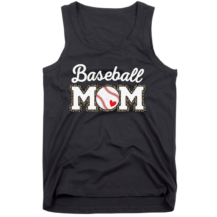 Cute Baseball Mom Leopard Print Mothers Day Tank Top