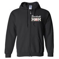 Cute Baseball Mom Leopard Print Mothers Day Full Zip Hoodie