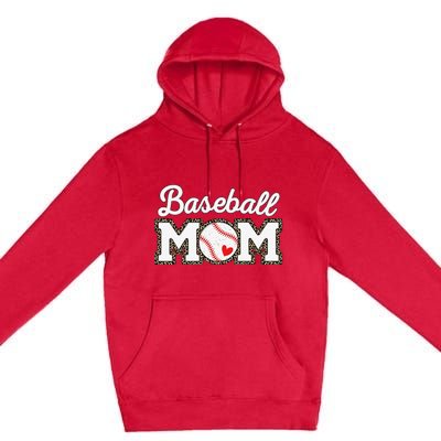 Cute Baseball Mom Leopard Print Mothers Day Premium Pullover Hoodie