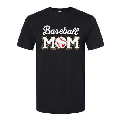 Cute Baseball Mom Leopard Print Mothers Day Softstyle CVC T-Shirt