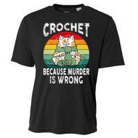 Crochet Because Murder Is Wrong Retro Vintage Cat Cooling Performance Crew T-Shirt