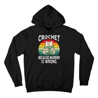 Crochet Because Murder Is Wrong Retro Vintage Cat Hoodie