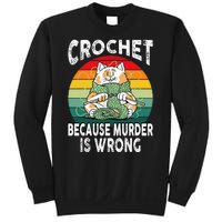 Crochet Because Murder Is Wrong Retro Vintage Cat Sweatshirt