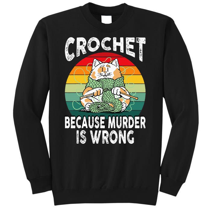 Crochet Because Murder Is Wrong Retro Vintage Cat Sweatshirt