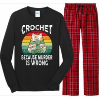 Crochet Because Murder Is Wrong Retro Vintage Cat Long Sleeve Pajama Set