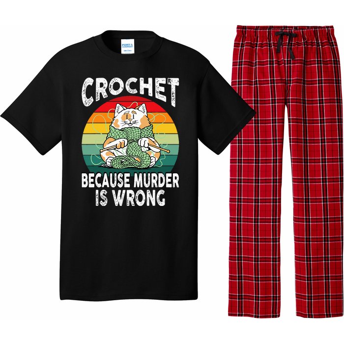 Crochet Because Murder Is Wrong Retro Vintage Cat Pajama Set