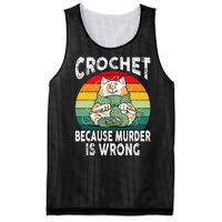 Crochet Because Murder Is Wrong Retro Vintage Cat Mesh Reversible Basketball Jersey Tank