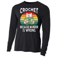 Crochet Because Murder Is Wrong Retro Vintage Cat Cooling Performance Long Sleeve Crew