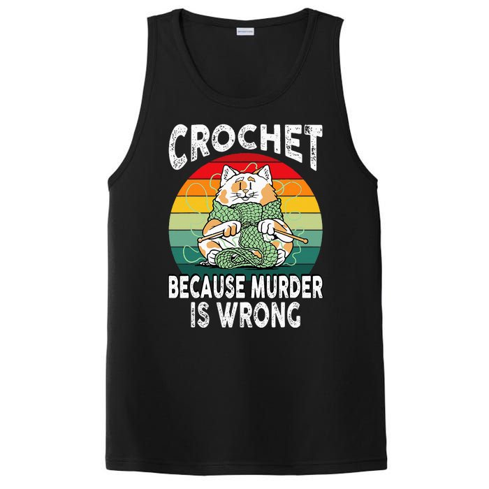 Crochet Because Murder Is Wrong Retro Vintage Cat PosiCharge Competitor Tank