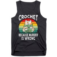 Crochet Because Murder Is Wrong Retro Vintage Cat Tank Top