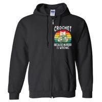 Crochet Because Murder Is Wrong Retro Vintage Cat Full Zip Hoodie