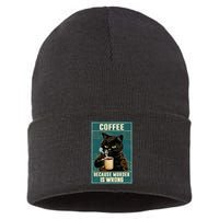 Coffee Because Murder Is Wrong Sustainable Knit Beanie