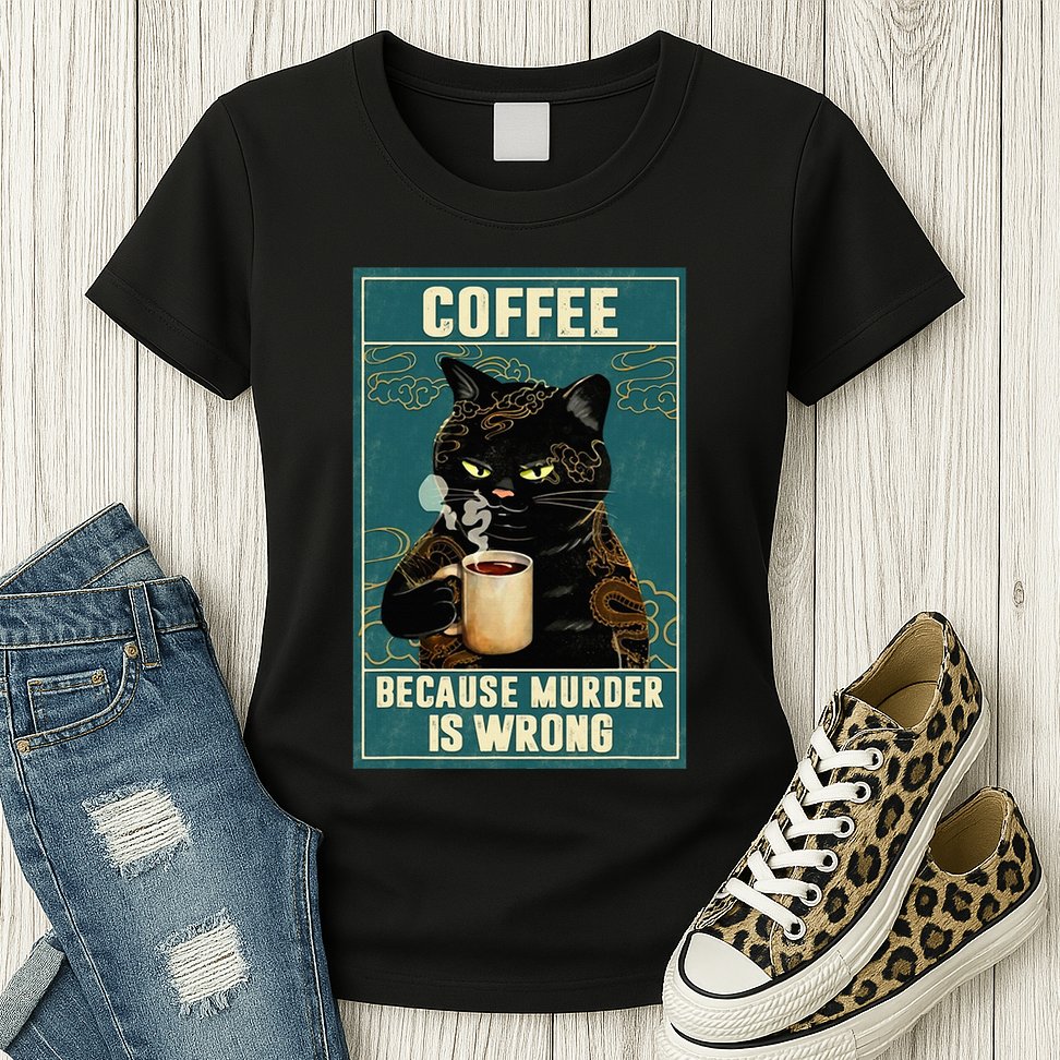 Coffee Because Murder Is Wrong Womens T-Shirt