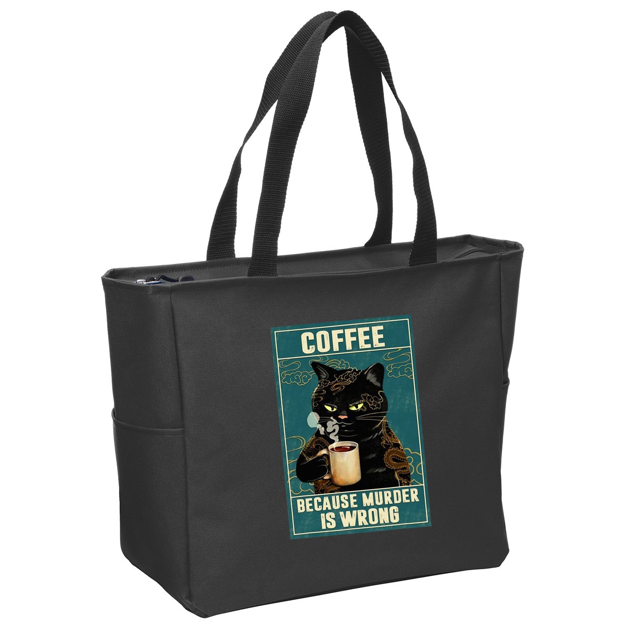 Coffee Because Murder Is Wrong Zip Tote Bag