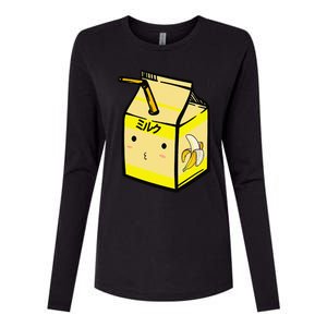 Cute Banana Milk Shake Kawaii Japanese Anime Fan Gift Yellow Womens Cotton Relaxed Long Sleeve T-Shirt