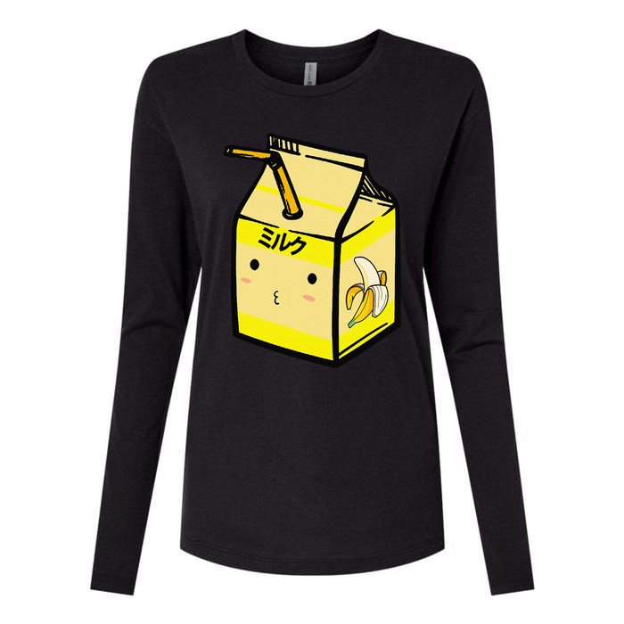 Cute Banana Milk Shake Kawaii Japanese Anime Fan Gift Yellow Womens Cotton Relaxed Long Sleeve T-Shirt