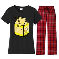 Cute Banana Milk Shake Kawaii Japanese Anime Fan Gift Yellow Women's Flannel Pajama Set