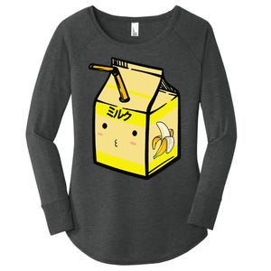 Cute Banana Milk Shake Kawaii Japanese Anime Fan Gift Yellow Women's Perfect Tri Tunic Long Sleeve Shirt