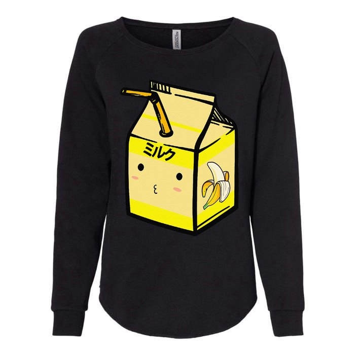 Cute Banana Milk Shake Kawaii Japanese Anime Fan Gift Yellow Womens California Wash Sweatshirt