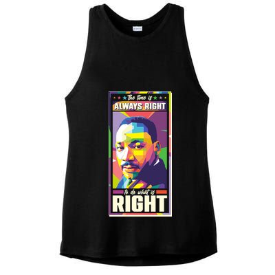 Color Block Martin Luther King The Time Is Always Right Ladies PosiCharge Tri-Blend Wicking Tank