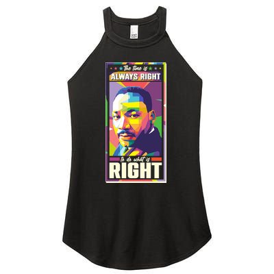 Color Block Martin Luther King The Time Is Always Right Women's Perfect Tri Rocker Tank