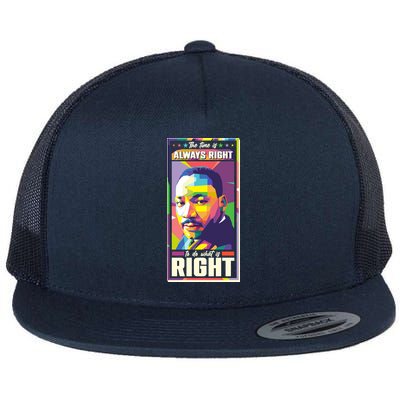 Color Block Martin Luther King The Time Is Always Right Flat Bill Trucker Hat