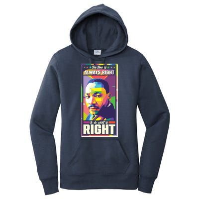 Color Block Martin Luther King The Time Is Always Right Women's Pullover Hoodie