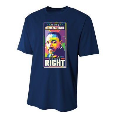 Color Block Martin Luther King The Time Is Always Right Performance Sprint T-Shirt