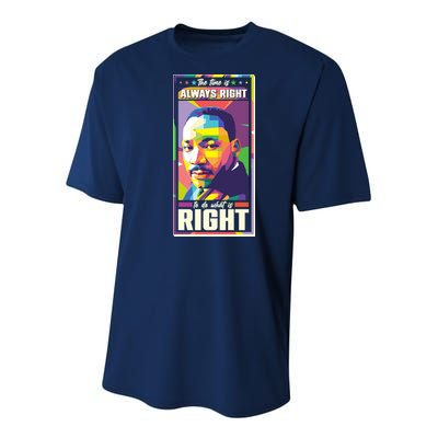 Color Block Martin Luther King The Time Is Always Right Youth Performance Sprint T-Shirt
