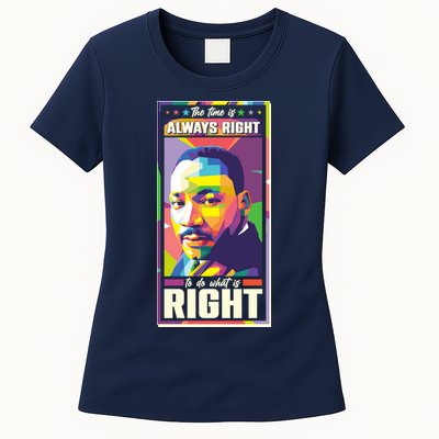 Color Block Martin Luther King The Time Is Always Right Womens T-Shirt