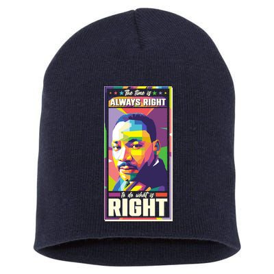 Color Block Martin Luther King The Time Is Always Right Short Acrylic Beanie