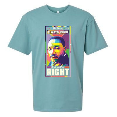 Color Block Martin Luther King The Time Is Always Right Sueded Cloud Jersey T-Shirt